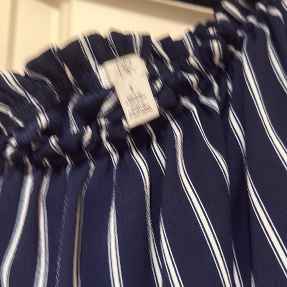 Navy Striped One-Shoulder Top BP size small - Picture 2 of 2